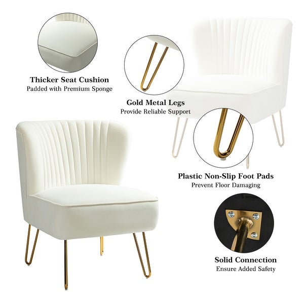 Barto Modern Velvet Tufted Side Chair with Golden Legs by HULALA HOME