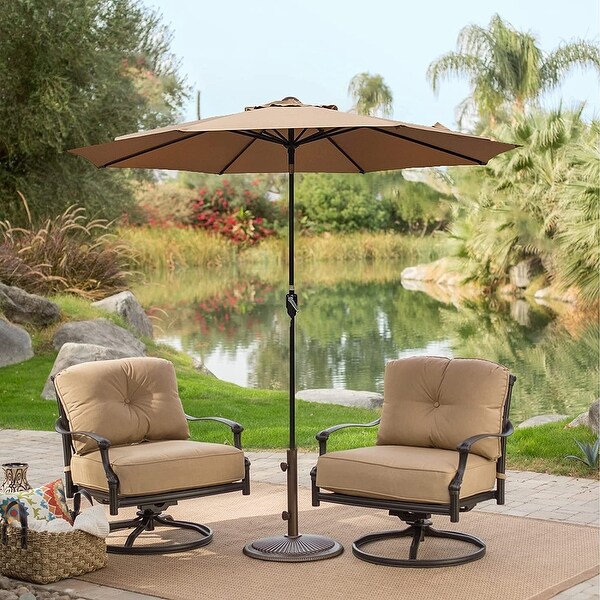 10FT Patio Umbrella Table Market Umbrella with Push Button Tilt， Polyester Canopy Shade - Overstock - 34180980