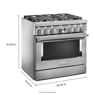 KitchenAid 36 in. 5.1 cu. ft. Smart Dual Fuel Range with True Convection and Self- Cleaning in Stainless Steel KFDC506JSS