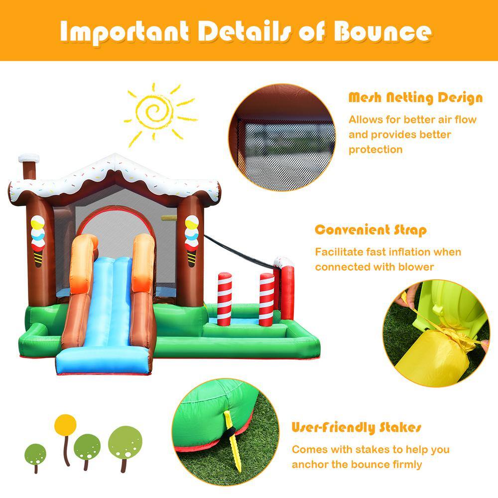 HONEY JOY Snow Bounce House Inflatable Bouncer Jump Climbing Slide with BallPit and tunnel TOPB003232