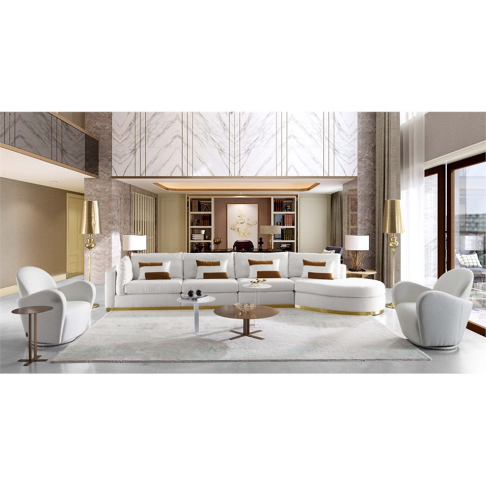 Pasargad Home Elena Collection Modern Swivel Chair Ivory   Contemporary   Armchairs And Accent Chairs   by Homesquare  Houzz