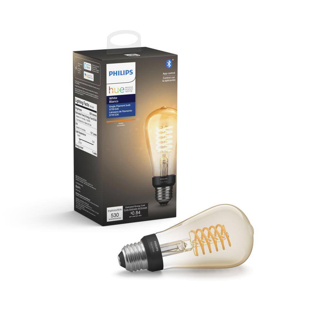 Philips Hue 40-Watt Equivalent ST19 Smart LED Vintage Edison Soft White (2700K) with Bluetooth (1-Pack) 571125