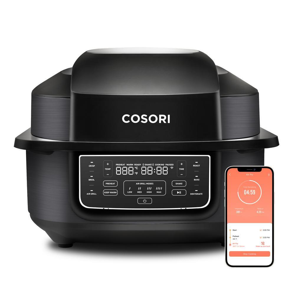 Cosori Smart Aeroblaze Black Indoor Grill with Bonus Thermometer