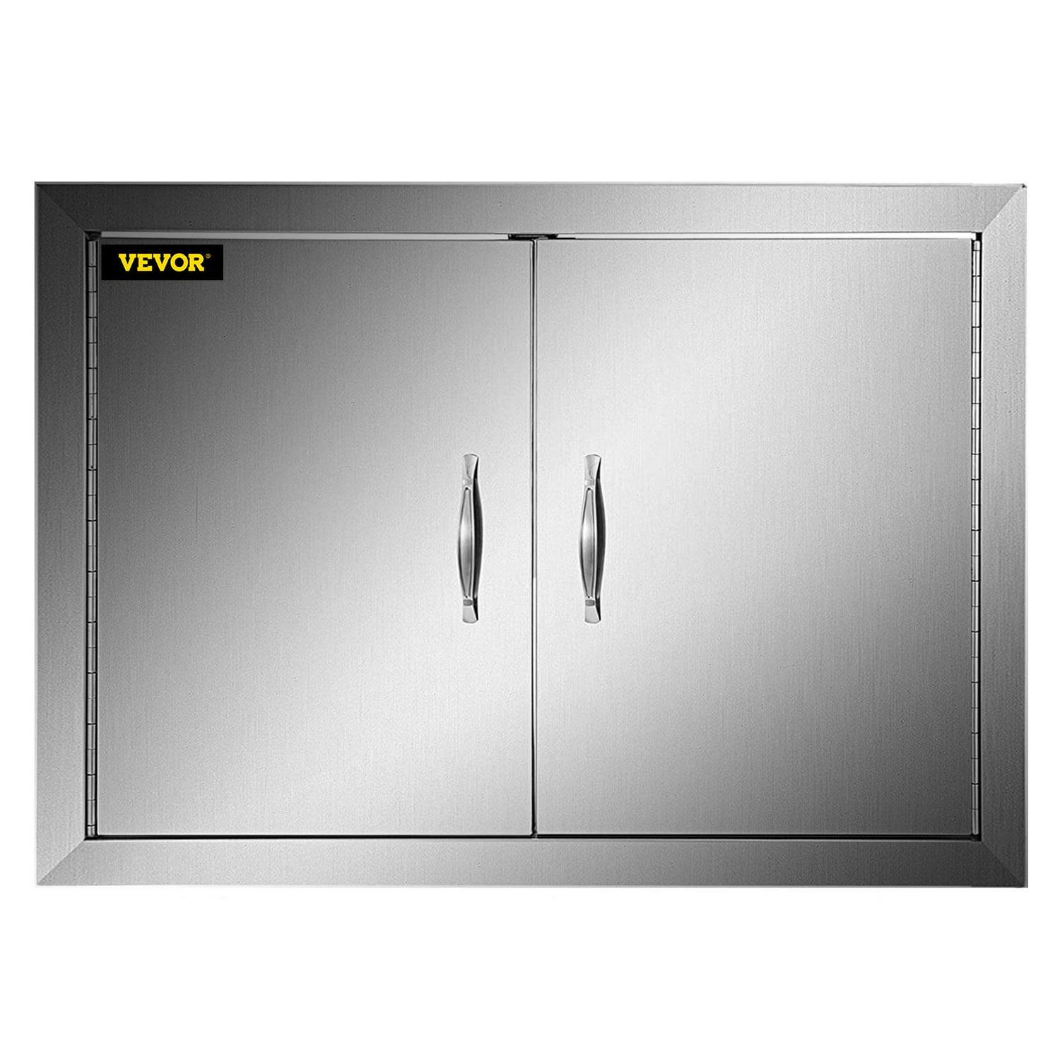 VEVORbrand BBQ Double Access Door 31W x 24H inch， BBQ Door Stainless Steel Wall Construction Vertical， Outdoor Kitchen Door for BBQ Island， Grilling Station， Outside Cabinet