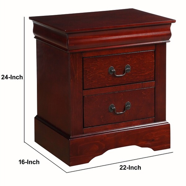 Traditional 2 Drawers wood Nightstand By Louis Philippe III， Brown - - 21691611