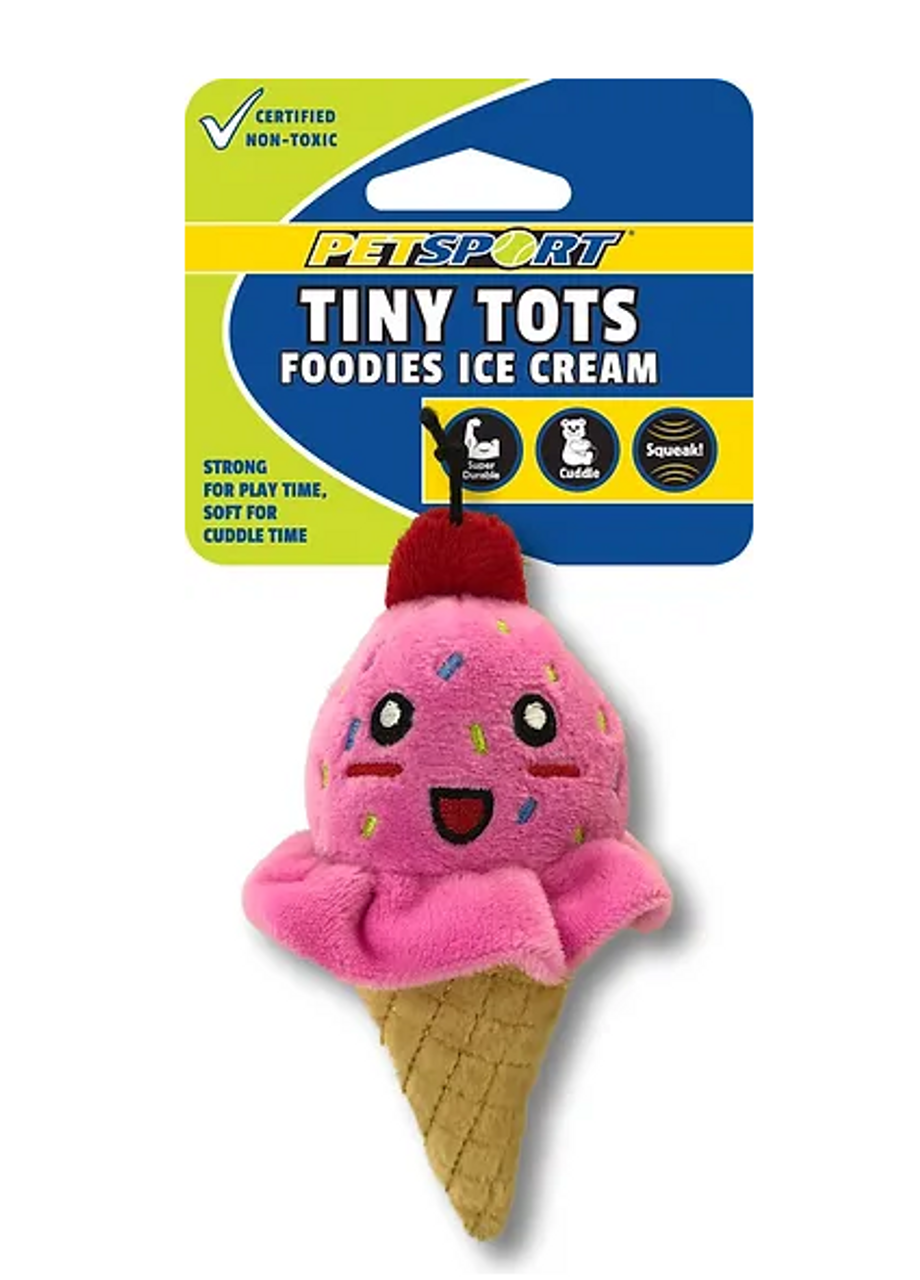 PetSport Tiny Tots Foodies Ice Cream Strawberry Dog Toy