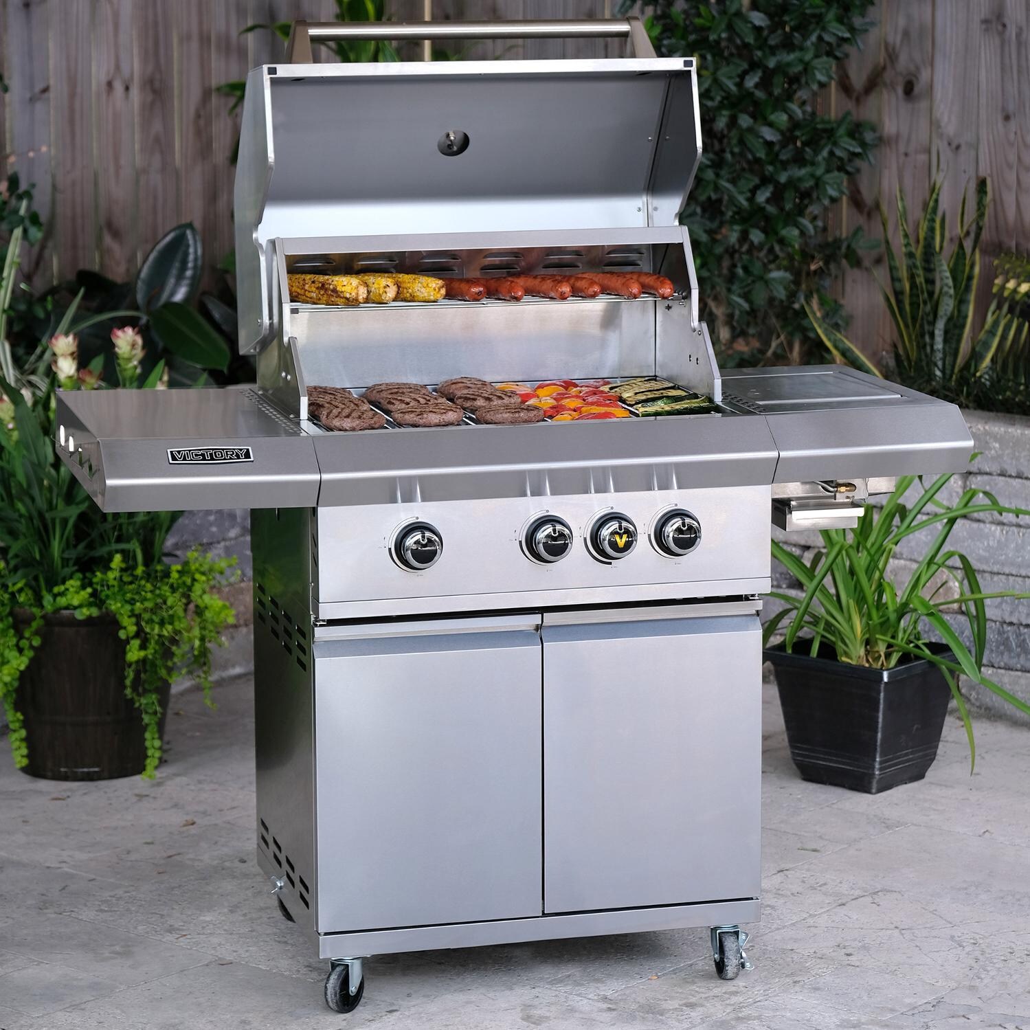 Victory 3-Burner Propane Grill w/ Infrared Side Burner