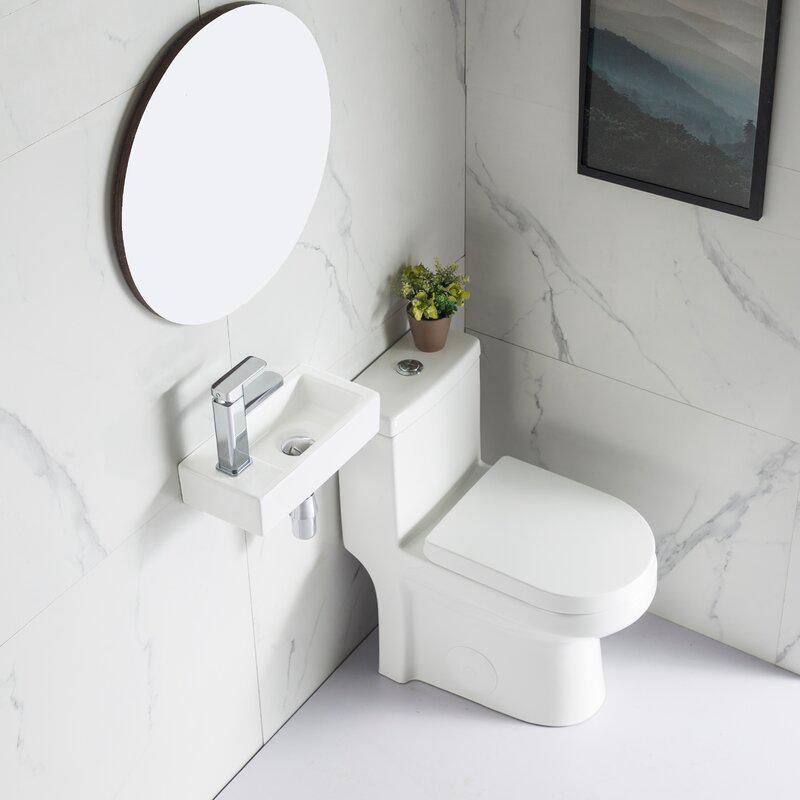 DeerValley DV-1V081L Wall Mount Sink， Rectangle Mini Vessel Sink，Small Bathroom Cloakroom White Porcelain Ceramic Wash Basin Left Hand