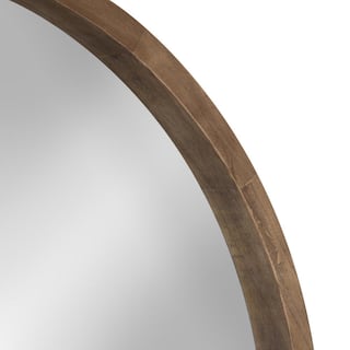 Kate and Laurel Medium Round Rustic Brown Contemporary Mirror (30 in. H x 30 in. W) 212756