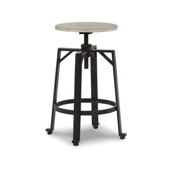 Signature Design by Ashley Karisslyn Whitewash/Black Adjustable Height Swivel Counter Stool (Set of 2) - 19