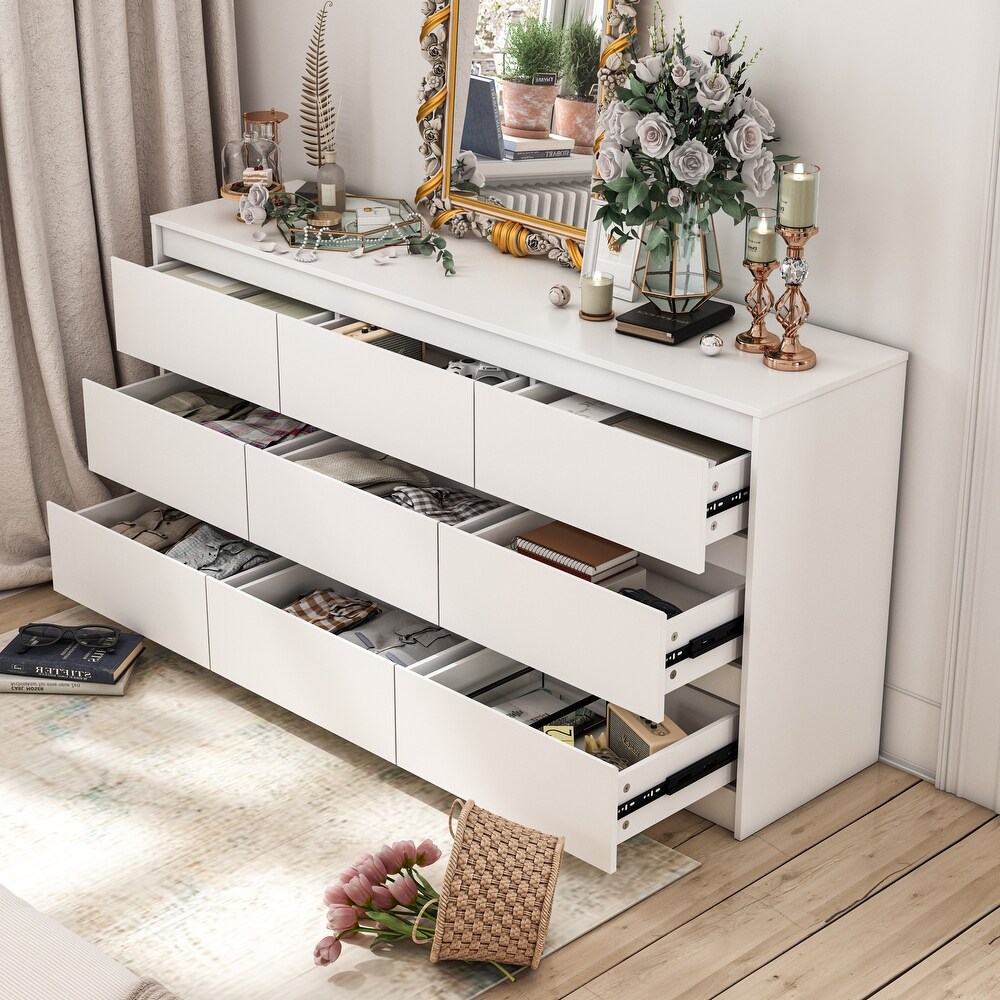 9 Drawer Dresser White Dresser Chest Drawer Storage Organizer Cabinet