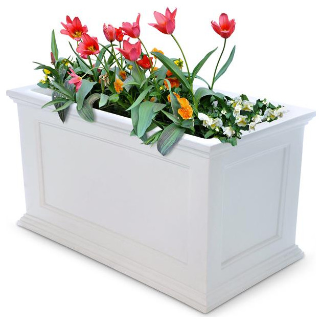 Mayne Fairfield 20x36 Weatherproof Traditional Plastic Planter in Black   French Country   Outdoor Pots And Planters   by Homesquare  Houzz