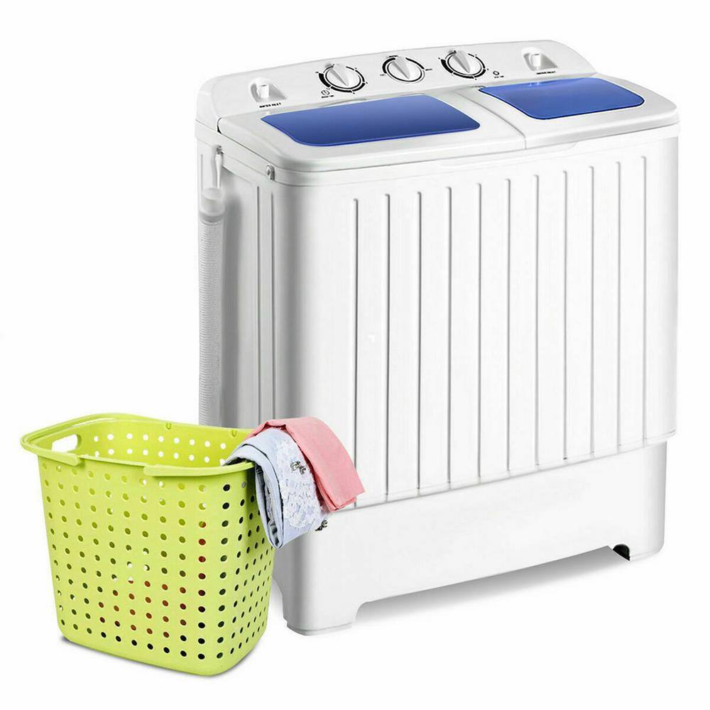 Gymax 1.6 cu. ft. Compact Portable Top Load Washer Machine Twin Tub 20 lbs. Washer Spinner Home Dorm in White GYM06034