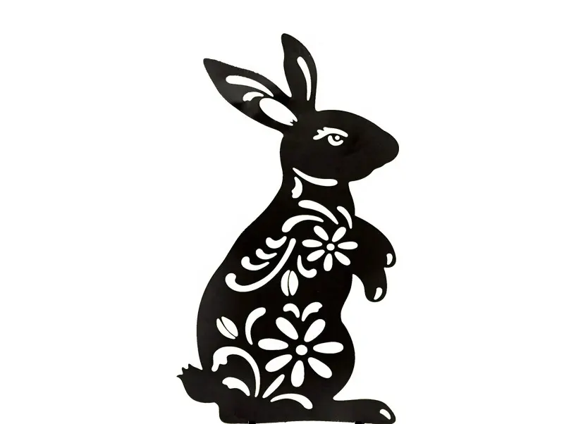 Outdoor supplies ground animal art hollow carved ornament metal decorative garden rabbit stake