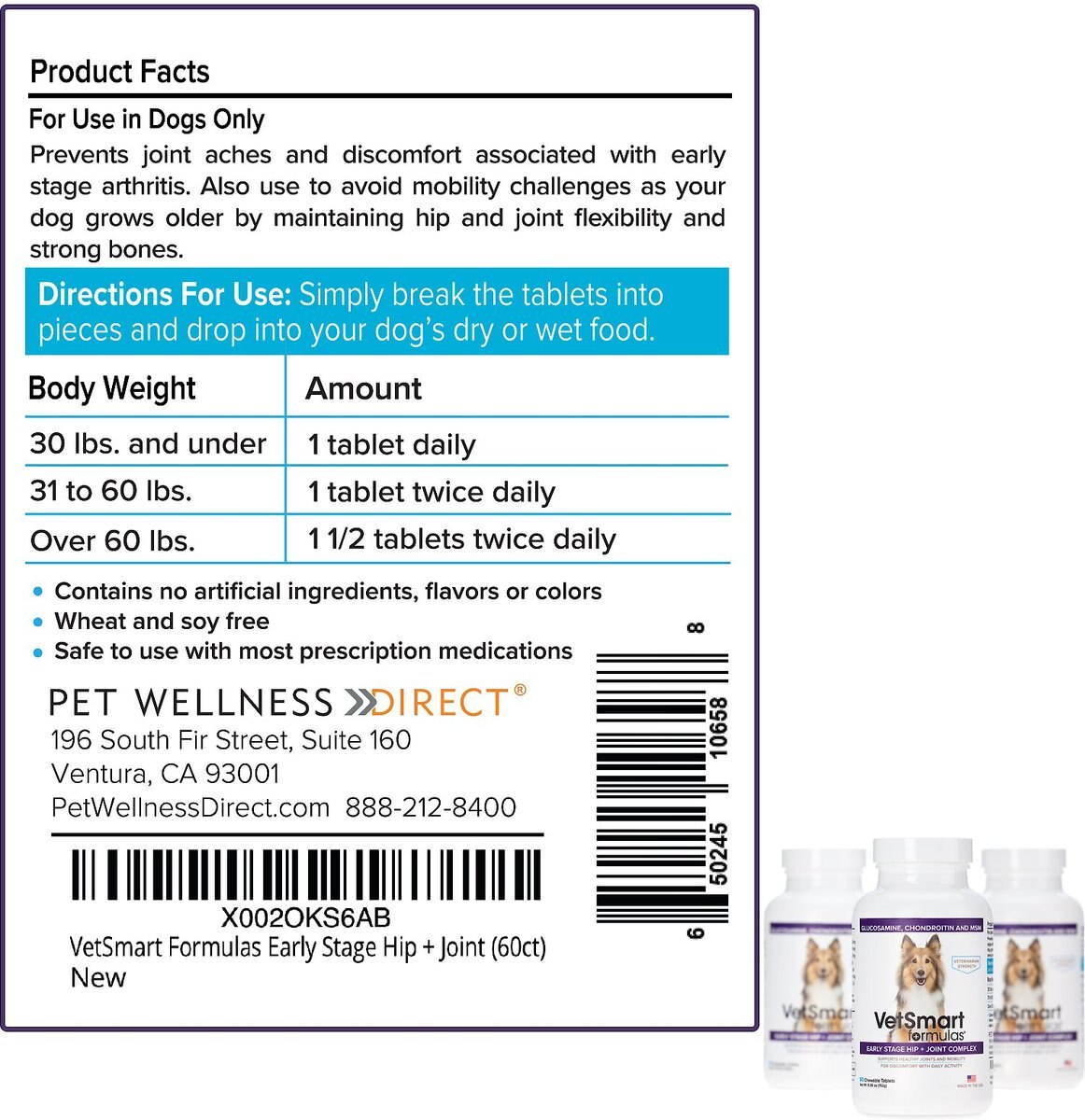 VetSmart Formulas Early Stage Chewable Tablet Joint Supplement for Dogs