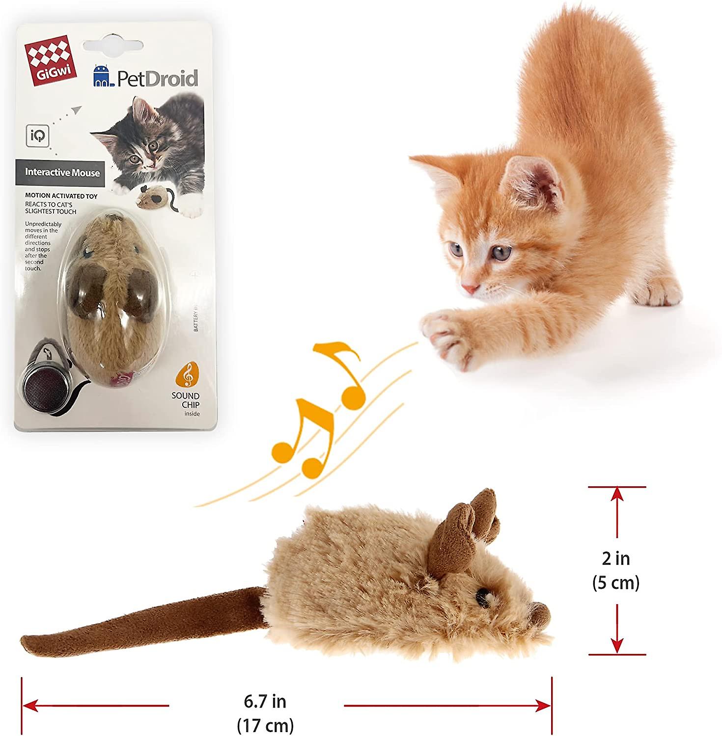 Gigwi Interactive Cat Toy Mouse， Moving Automatic Cat Toys Mice Electronic With Furry Tail， Automatic Squeaky Cat Toys For Kitten Indoor/outdoor Exerc