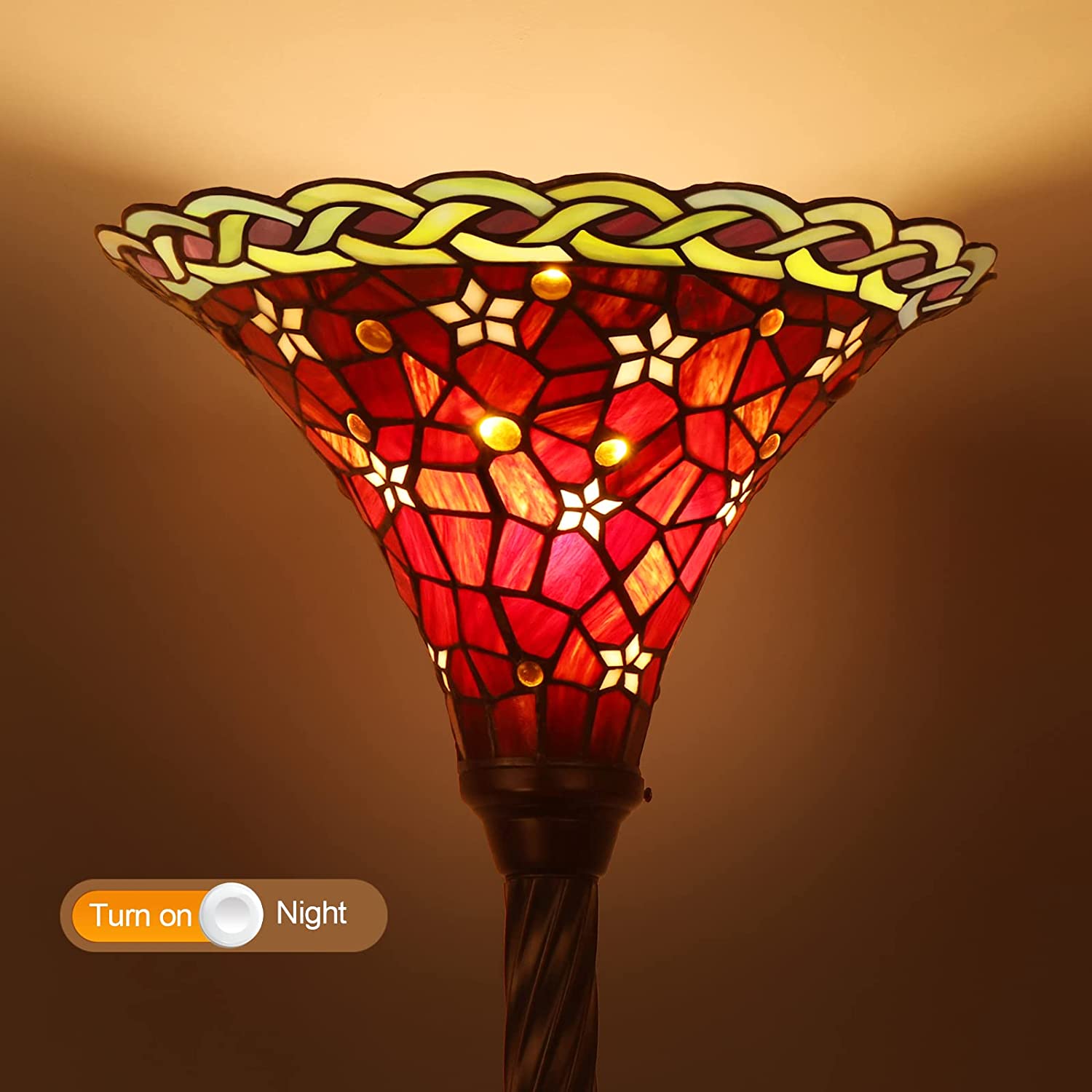 SHADY Tiffany Lamp Dragonfly Stained Glass Floor Reading Lamp 61\u2019\u2019 Tall Lampshade 1 PCS LED Bulb(2700K E26) Included Christmas Gift