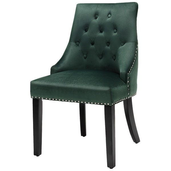 Velvet Dining Chair Upholstered Tufted Armless w/ Nailed Trim and Ring