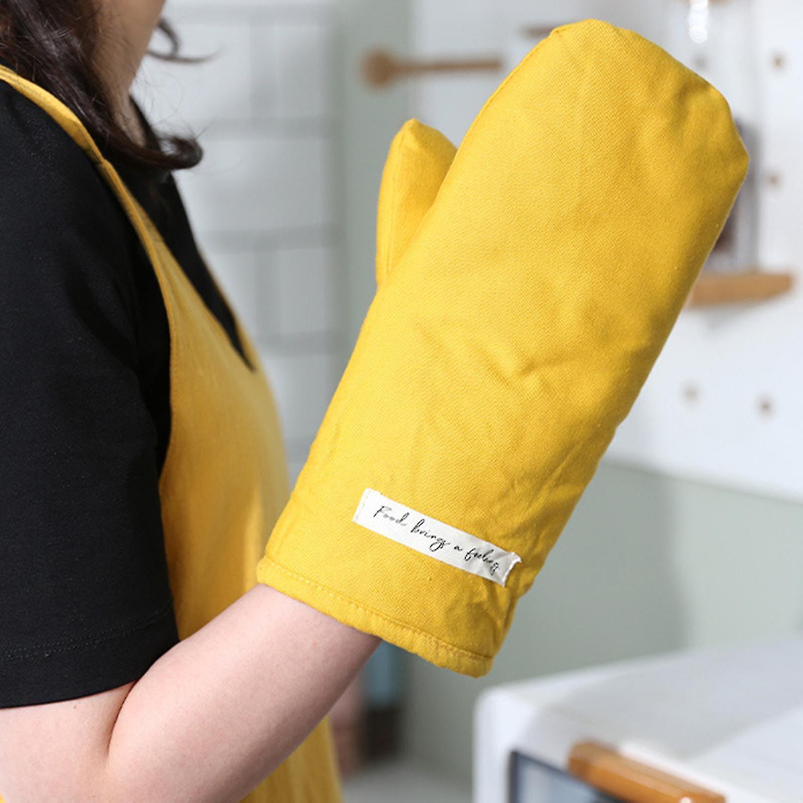 1pc Heat Insulated Glove Skin-friendly Anti-scald Cotton Thickened Grilling Gloves Supplies For Home