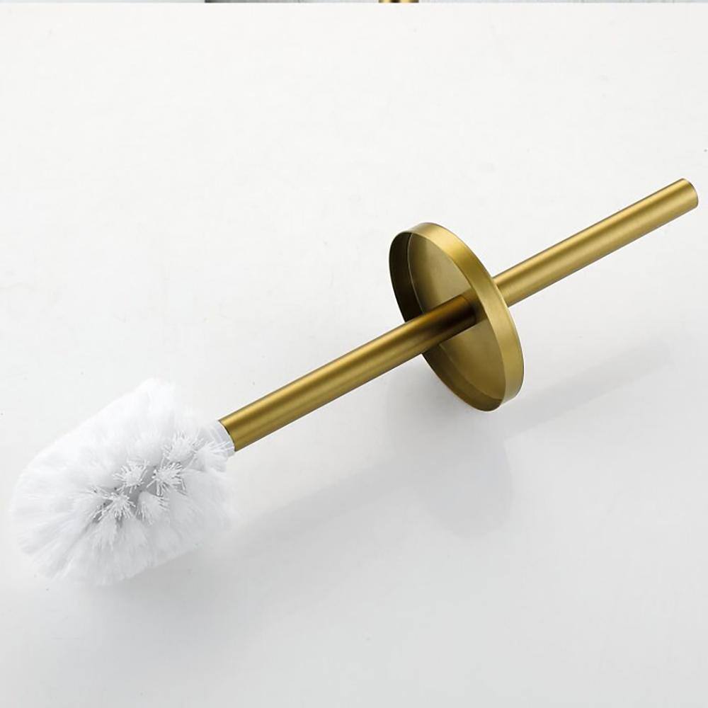 ruiling 10 in. Wall-Mounted Toilet Brush and Holder in Brushed Gold ATK-409