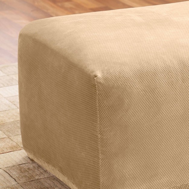 Stretch Pique Ottoman Slipcover Cream Sure Fit