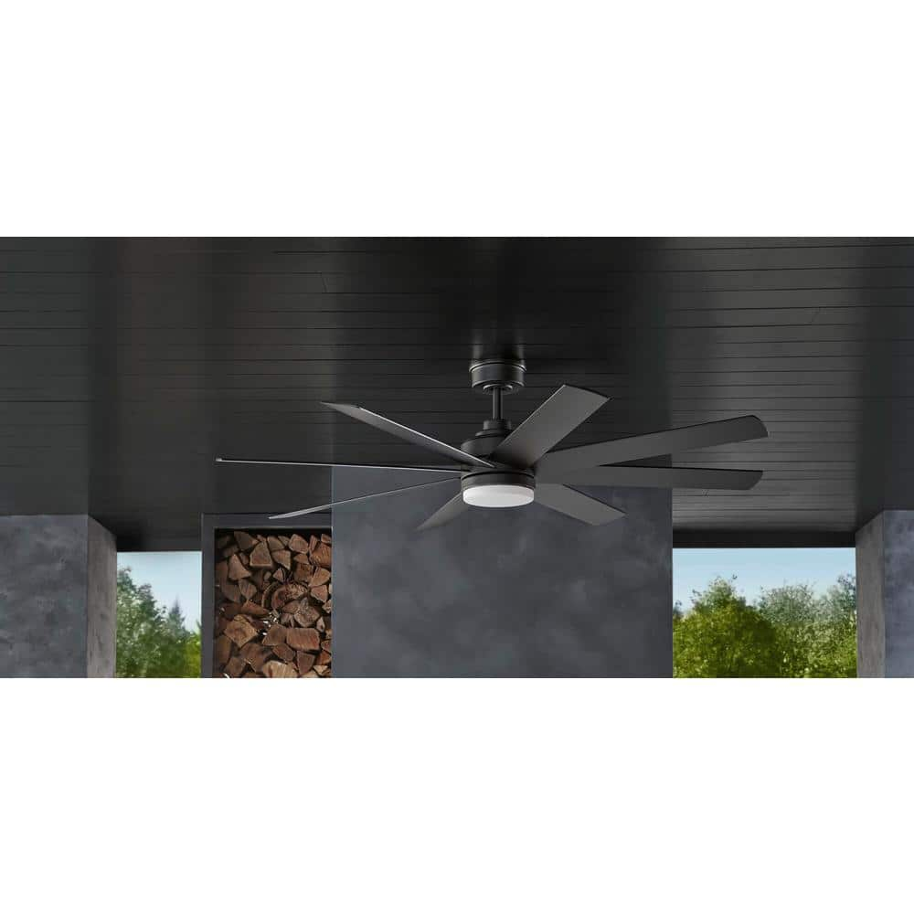 Home Decorators Collection Celene 62 in. LED IndoorOutdoor Matte Black Ceiling Fan with Light and Remote Control with Color Changing Technology YG908A-MBK