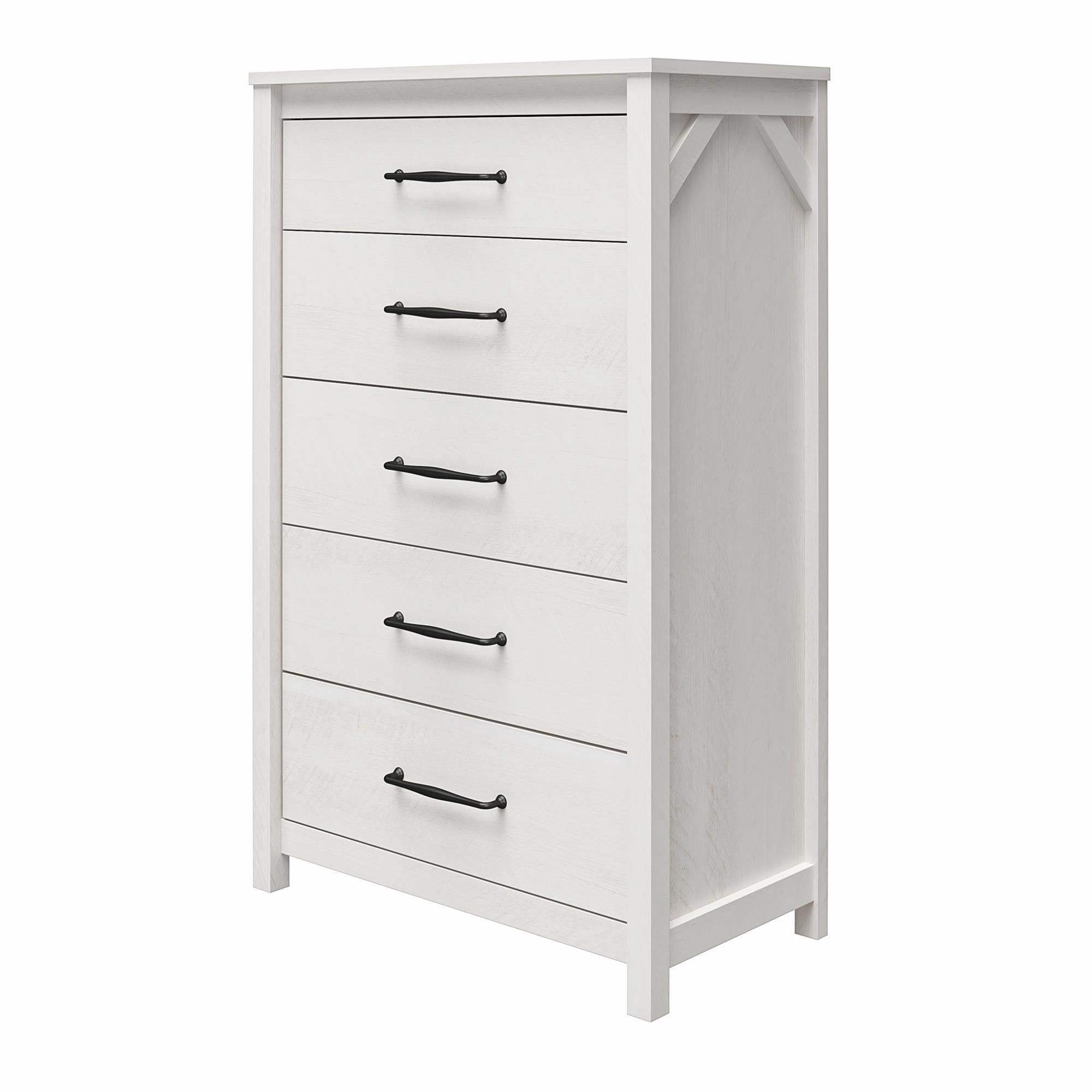 Ameriwood Home Abilene 5 Drawer Tall Dresser with Easy SwitchLock™ Assembly, Ivory Oak