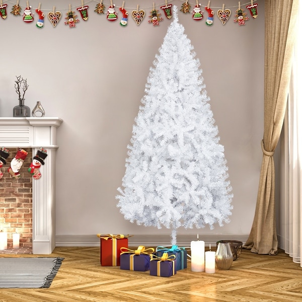 7FT Artificial White Christmas Tree with 950 Branches and Stand