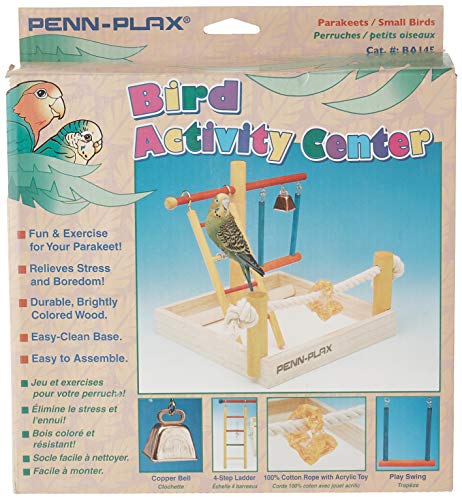 PENN-PLAX Bird Life Wooden Playpen – Perfect for Small Breeds - Keep Your Parakeets， Lovebirds， and Parrotlets Entertained and Stimulated – Small