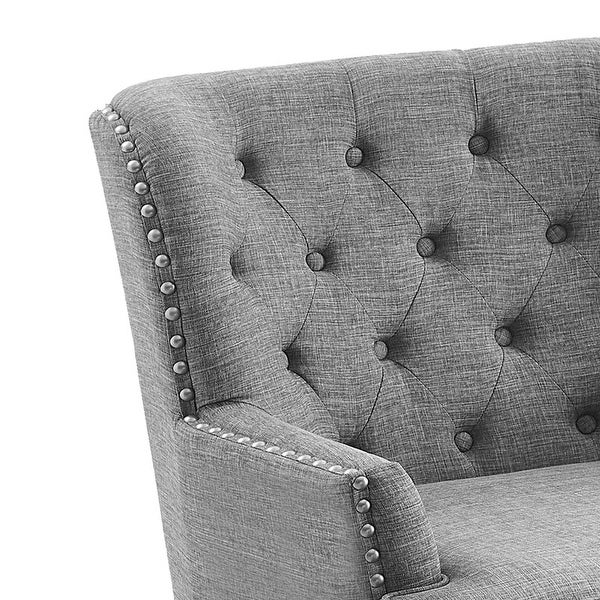 Moser Bay Mignon 30'' Wide Tufted Wingback Accent Chair with Ottoman， Velvet or Linen