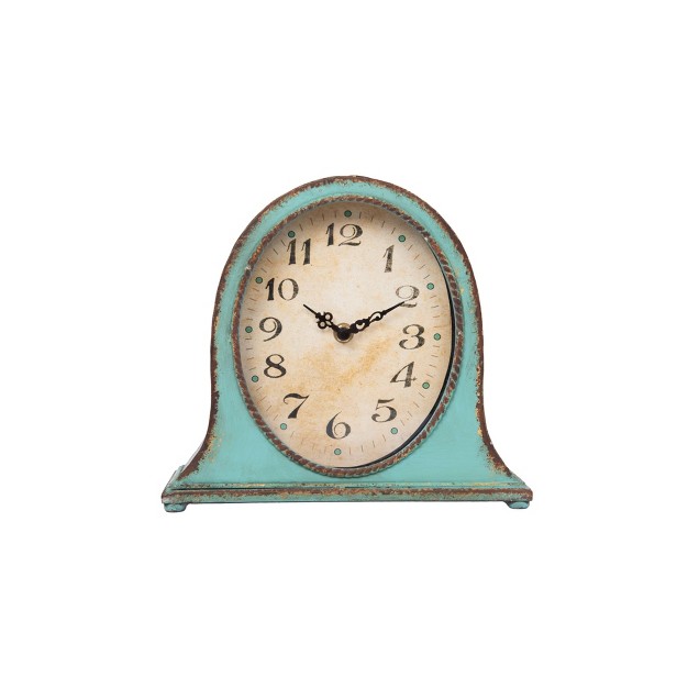 X 8 5 quot Metal Mantel Clock Aqua Storied Home