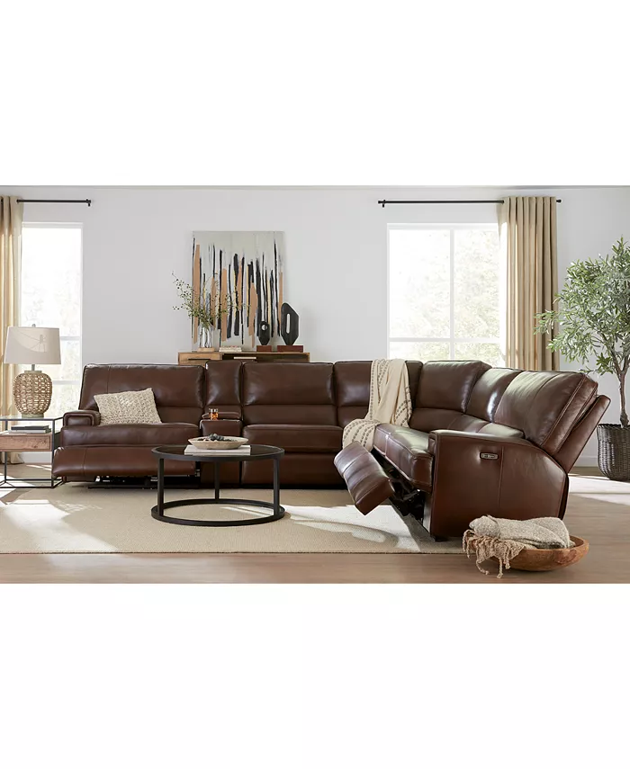 Furniture Binardo 123 5 Pc Zero Gravity Leather Sectional with 2 Power Recliners