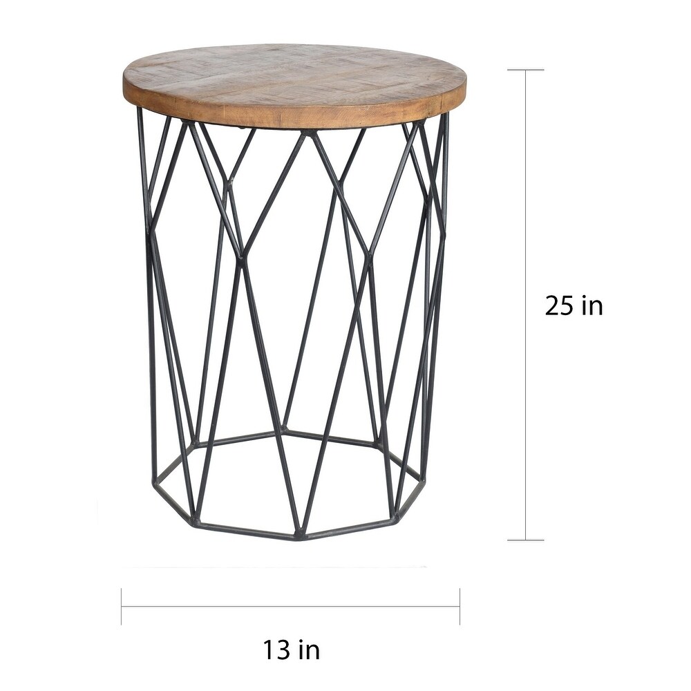 Chester Wood/Iron Geometric Round Side Table by Kosas Home   24Hx20Wx20D