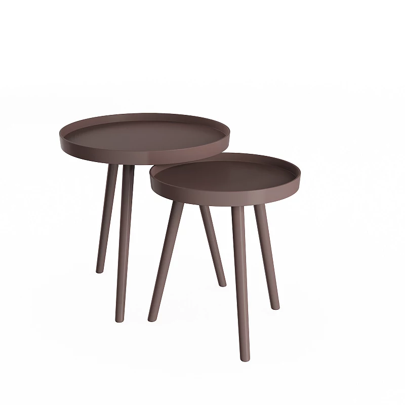 Lavish Home Round Nesting Mid-Century Modern Accent Table 2-piece Set