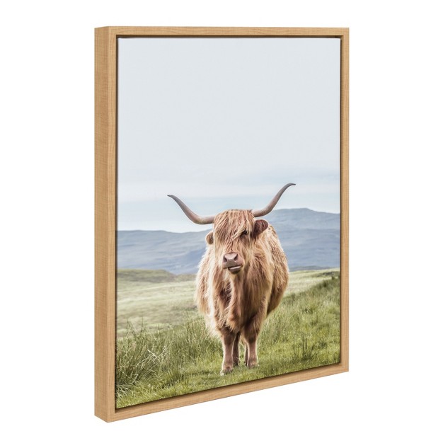 Kate And Laurel Sylvie Highland Cow Mountain Landscape Framed Canvas By The Creative Bunch Studio