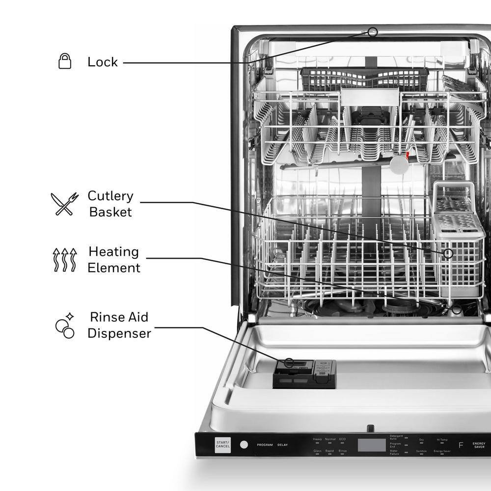 Honeywell 24 in. Honeywell Dishwasher with 14 Place settings 6 Washing Programs with Stainless Steel Tub and ULEnergy Star HDS24SS