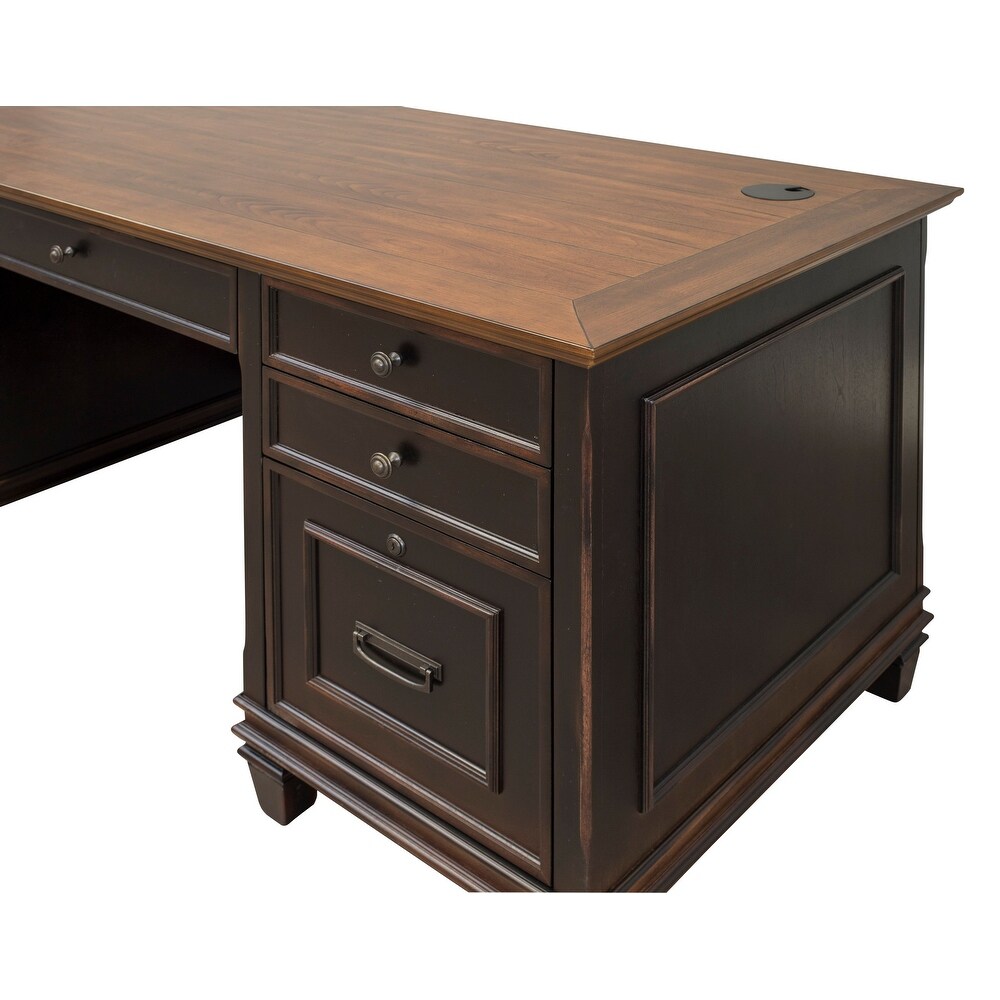 Hartford Wood Double Pedestal Desk  Office Desk  Office Table  Black