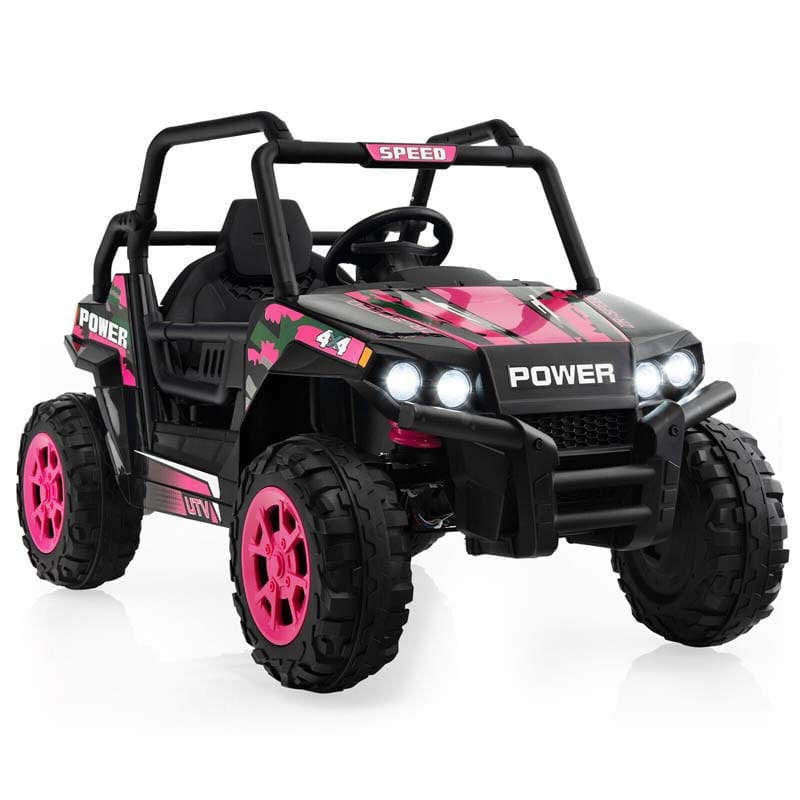 12V Kids Ride On UTV Battery Powered Electric Off-Road Buggy with Remote Control, LED Headlights & Music