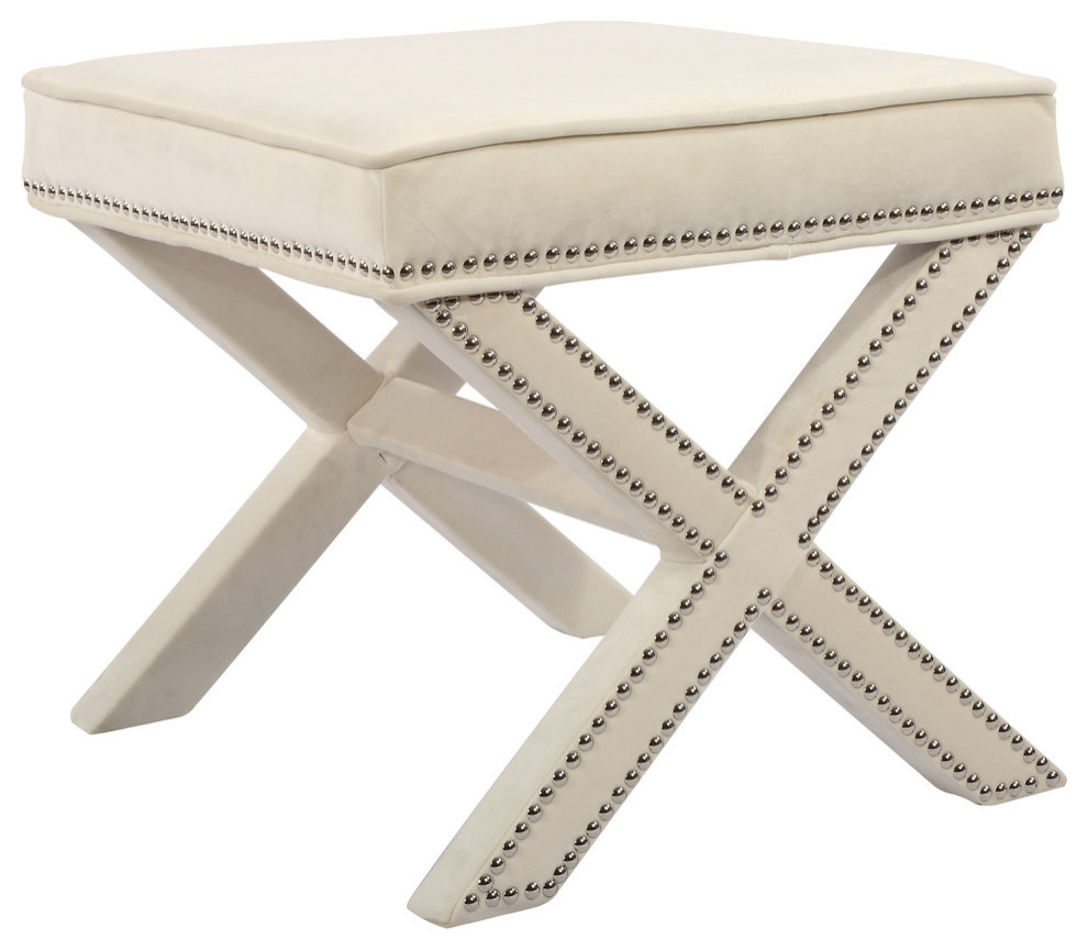 Nixon Velvet Upholstered Ottoman/Bench   Transitional   Upholstered Benches   by Meridian Furniture  Houzz