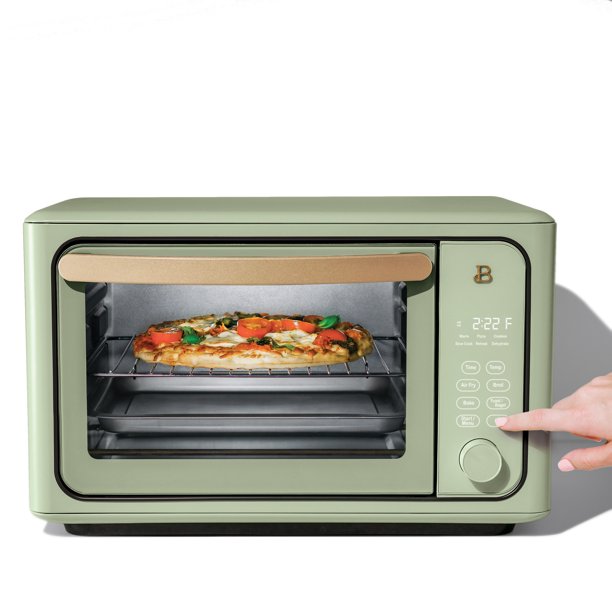 Beautiful 6 Slice Touchscreen Air Fryer Toaster Oven， Sage Green by Drew Barrymore