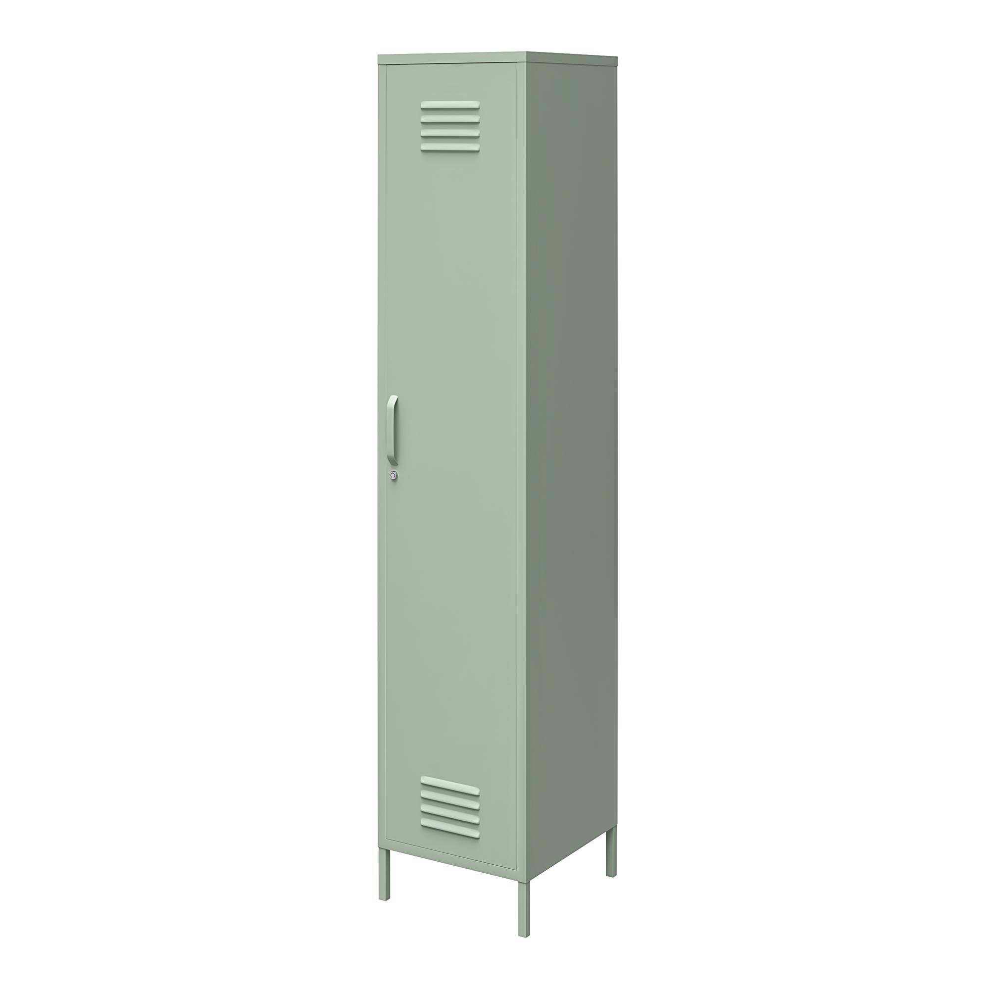 Shadwick 1 Door Tall Single Metal Locker Style Storage Cabinet， Pale Green