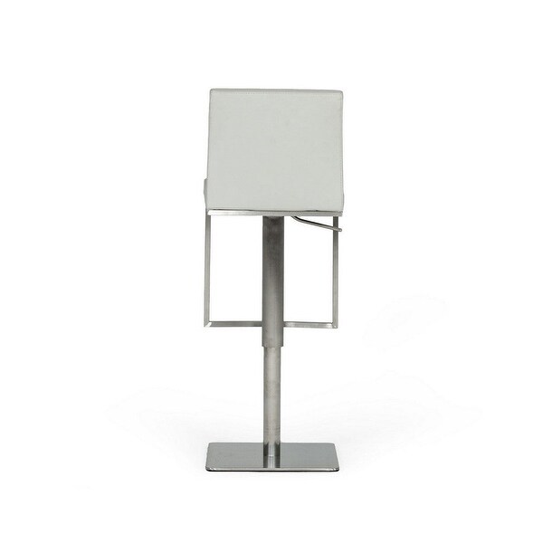 Cid 23 Inch Modern White Faux Leather Counter Bar Stool， Adjustable， Swivel - 18.5Lx18.75W x 33-42H， in inches