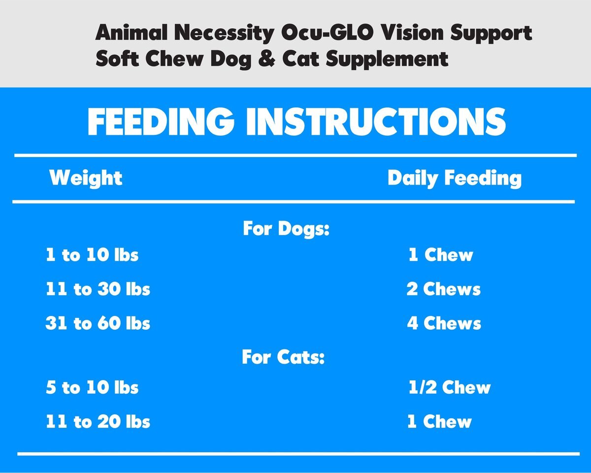 Animal Necessity Ocu-GLO Vision Support Soft Chew Dog and Cat Supplement