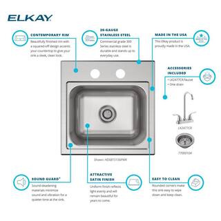 Elkay Parkway 20-Gauge Stainless Steel 15 in. Single Bowl Drop-In Kitchen Sink with Faucet HDSB15156PWK