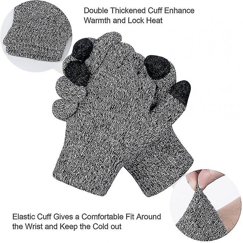 Winter Touch Screen Gloves Warm Knitted Gloves Thermal Wool Lined Running Gloves