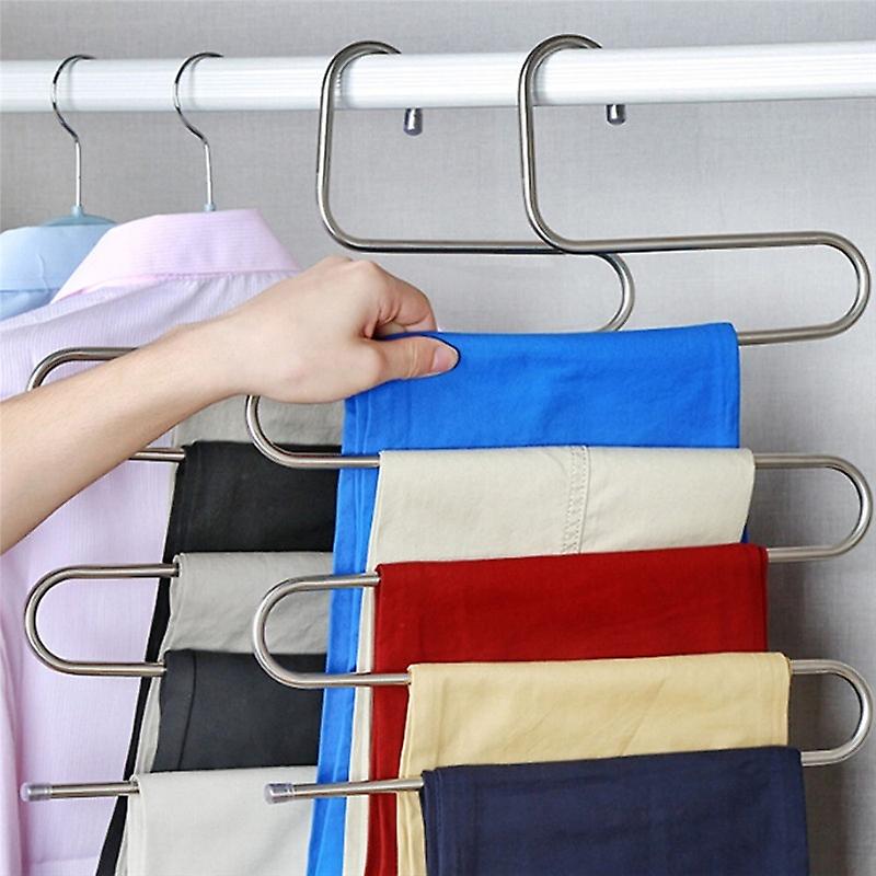 Home 5 Layers S Shape Multifunctional Clothes Hangers Pants Storage Hangers Cloth Rack Multilayer Storage Cloth Hanger