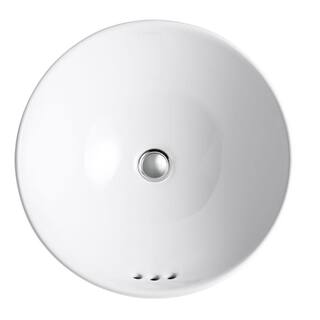 KOHLER Vox Round Above Counter Vitreous China Bathroom Sink in White with Overflow Drain K-14800-0