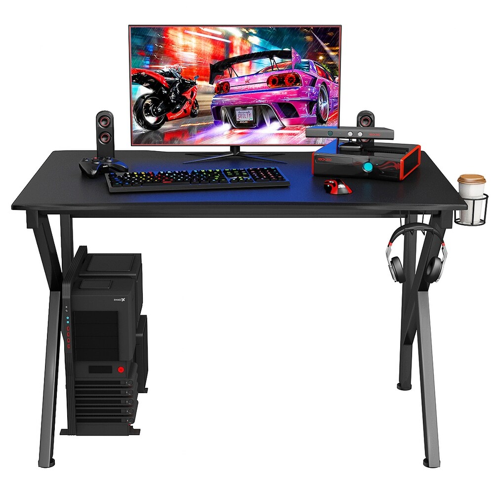 Costway Gaming Desk Gamers Computer Table E Sports K Shaped W/ Cup