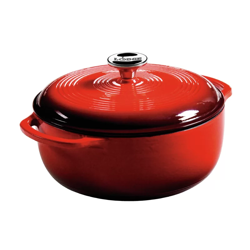 Lodge EC4D43 Enameled Cast Iron Dutch Oven， 4.6-Quart， Island Spice Red