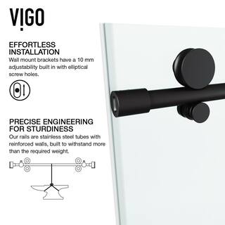 VIGO Elan E-Class 56 to 60 in. W x 76 in. H Frameless Sliding Shower Door in Matte Black with 38 in. (10 mm) Clear Glass VG6021MBCL6076